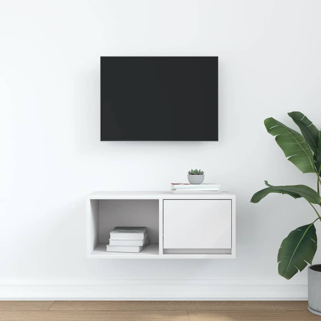Mobile Porta TV Bianco 60x31x25,5 cm in Legno Multistrato