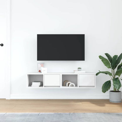 Mobili TV a Parete 2pz Bianchi 60x31x25,5 cm Legno Multistrato