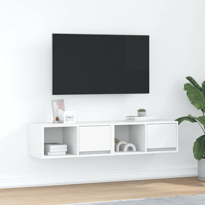Mobili TV a Parete 2pz Bianchi 60x31x25,5 cm Legno Multistrato