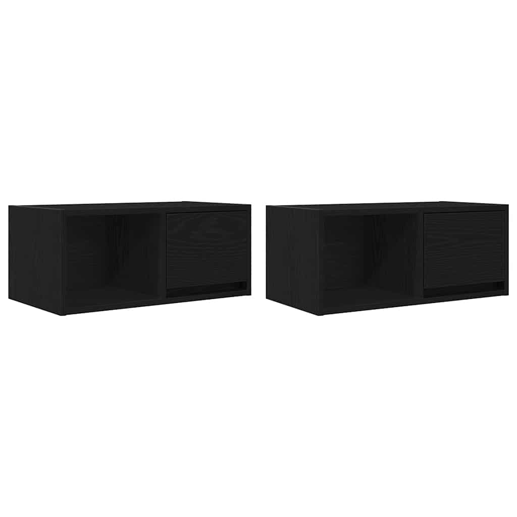 Mobili TV 2 pz Rovere Nero 60x31x25,5 cm in Legno Multistrato