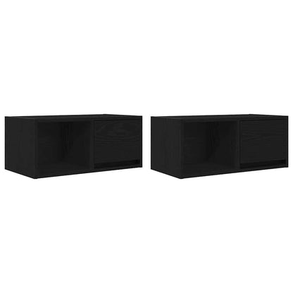 Mobili TV 2 pz Rovere Nero 60x31x25,5 cm in Legno Multistrato