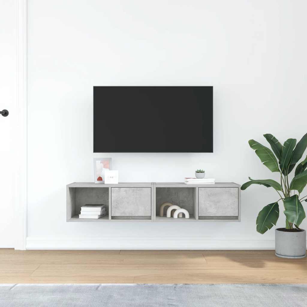 Mobili TV 2 pz Grigio Cemento 60x31x25,5cm in Legno Multistrato