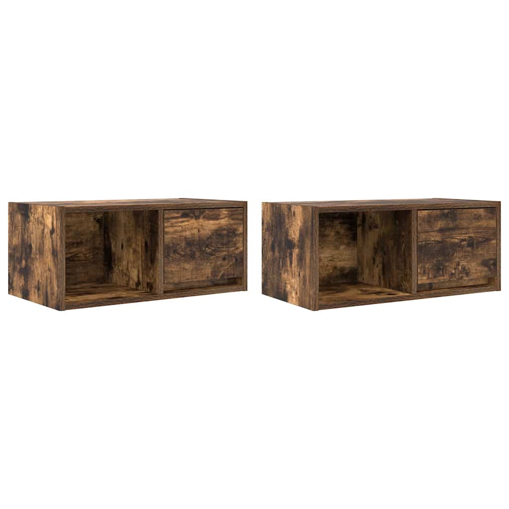 Mobili TV 2 pz Rovere Fumo 60x31x25,5 cm Legno Multistrato