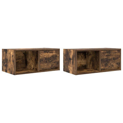 Mobili TV 2 pz Rovere Fumo 60x31x25,5 cm Legno Multistrato