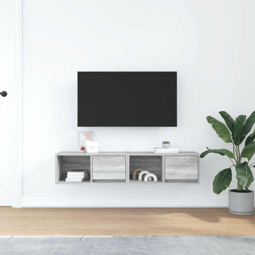 Mobili TV 2pz Grigio Sonoma 60x31x25,5 cm Legno Multistrato