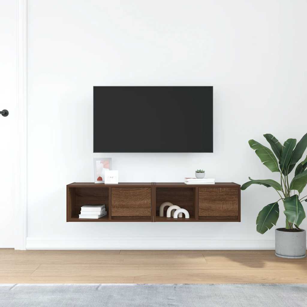 Mobili TV 2 pz Rovere Marrone 60x31x25,5 cm Legno Multistrato