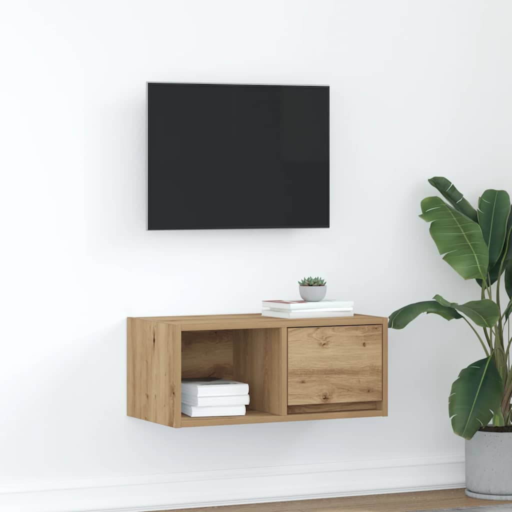 Mobile TV Rovere Artigianale 60x31x25,5 cm in Legno Multistrato