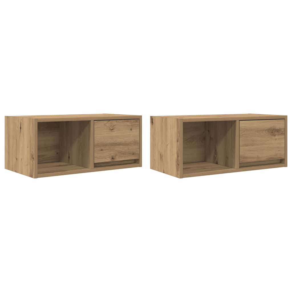 Mobili Porta TV 2 pz Rovere Artigianale 60x31x25,5cm Truciolato