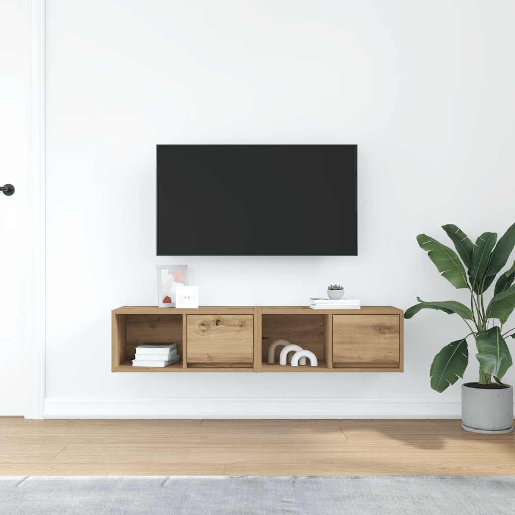 Mobili Porta TV 2 pz Rovere Artigianale 60x31x25,5cm Truciolato