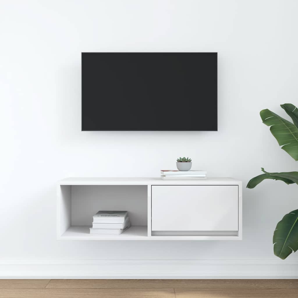 Mobile Porta TV Bianco 80x31x25,5 cm in Legno Multistrato