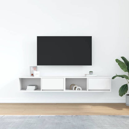 Mobili TV a Parete 2pz Bianchi 80x31x25,5 cm Legno Multistrato