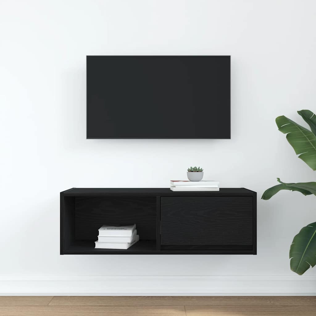 Mobile Porta TV Rovere Nero 80x31x25,5 cm in Legno Multistrato