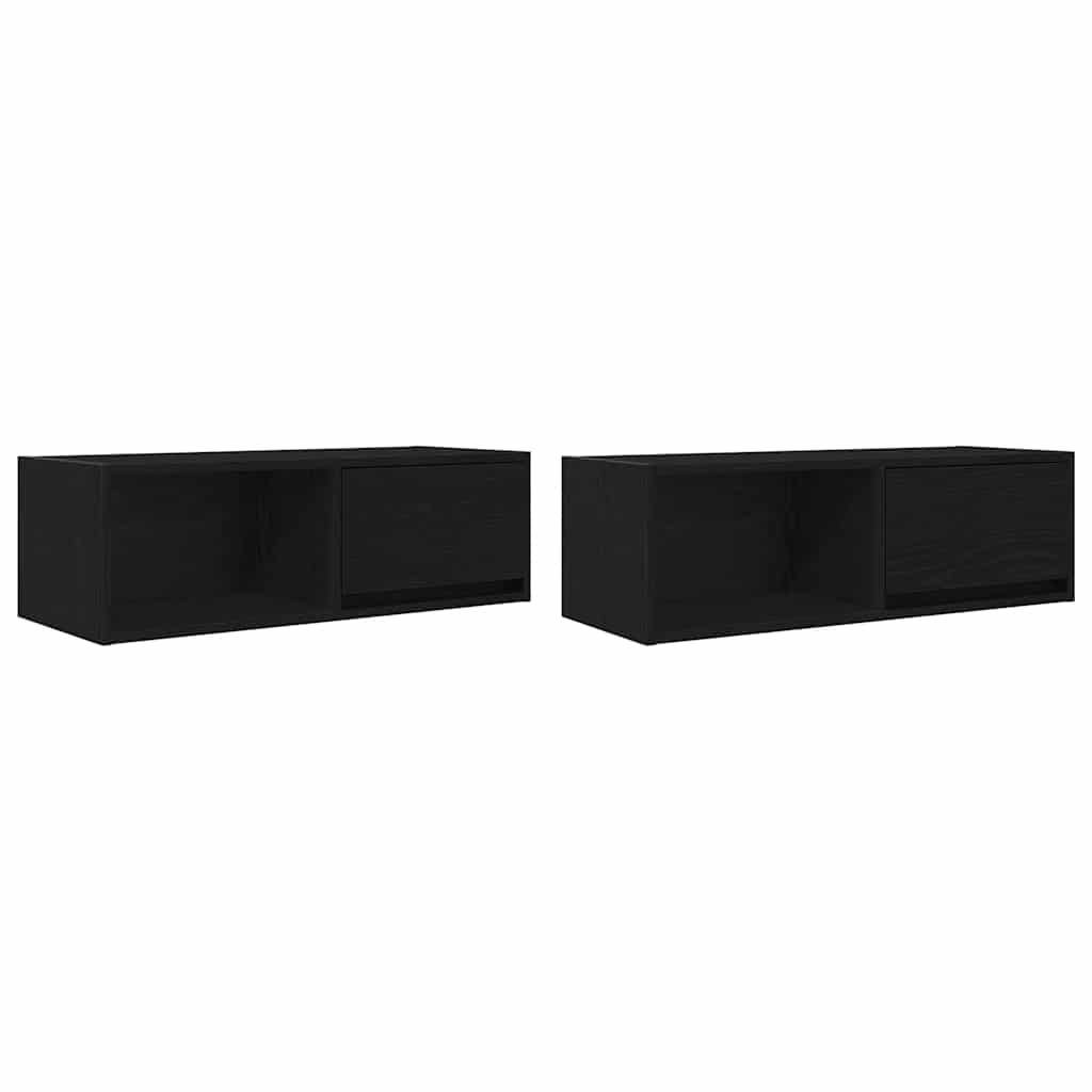 Mobili TV 2 pz Rovere Nero 80x31x25,5 cm in Legno Multistrato