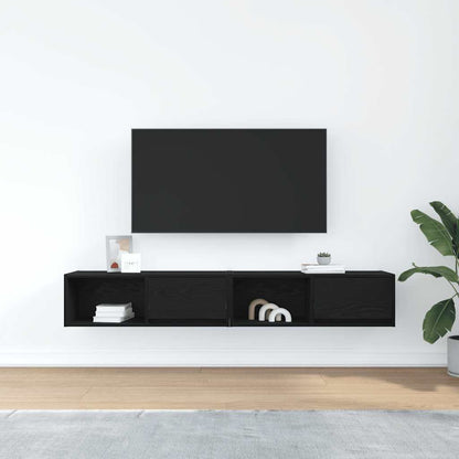 Mobili TV 2 pz Rovere Nero 80x31x25,5 cm in Legno Multistrato