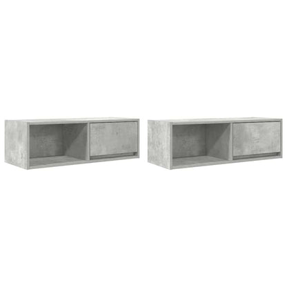 Mobili TV 2 pz Grigio Cemento 80x31x25,5cm in Legno Multistrato
