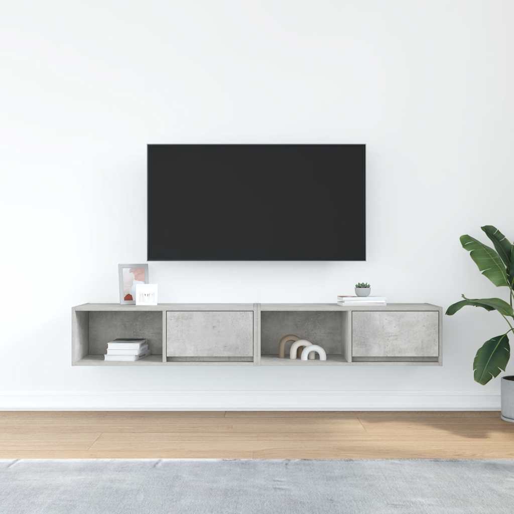 Mobili TV 2 pz Grigio Cemento 80x31x25,5cm in Legno Multistrato