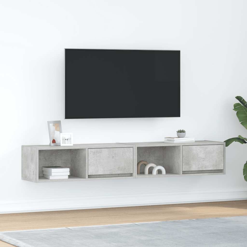 Mobili TV 2 pz Grigio Cemento 80x31x25,5cm in Legno Multistrato
