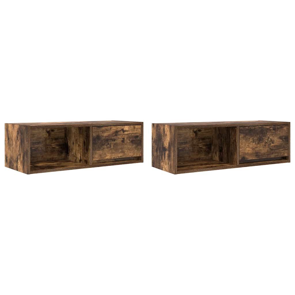 Mobili TV 2 pz Rovere Fumo 80x31x25,5 cm Legno Multistrato