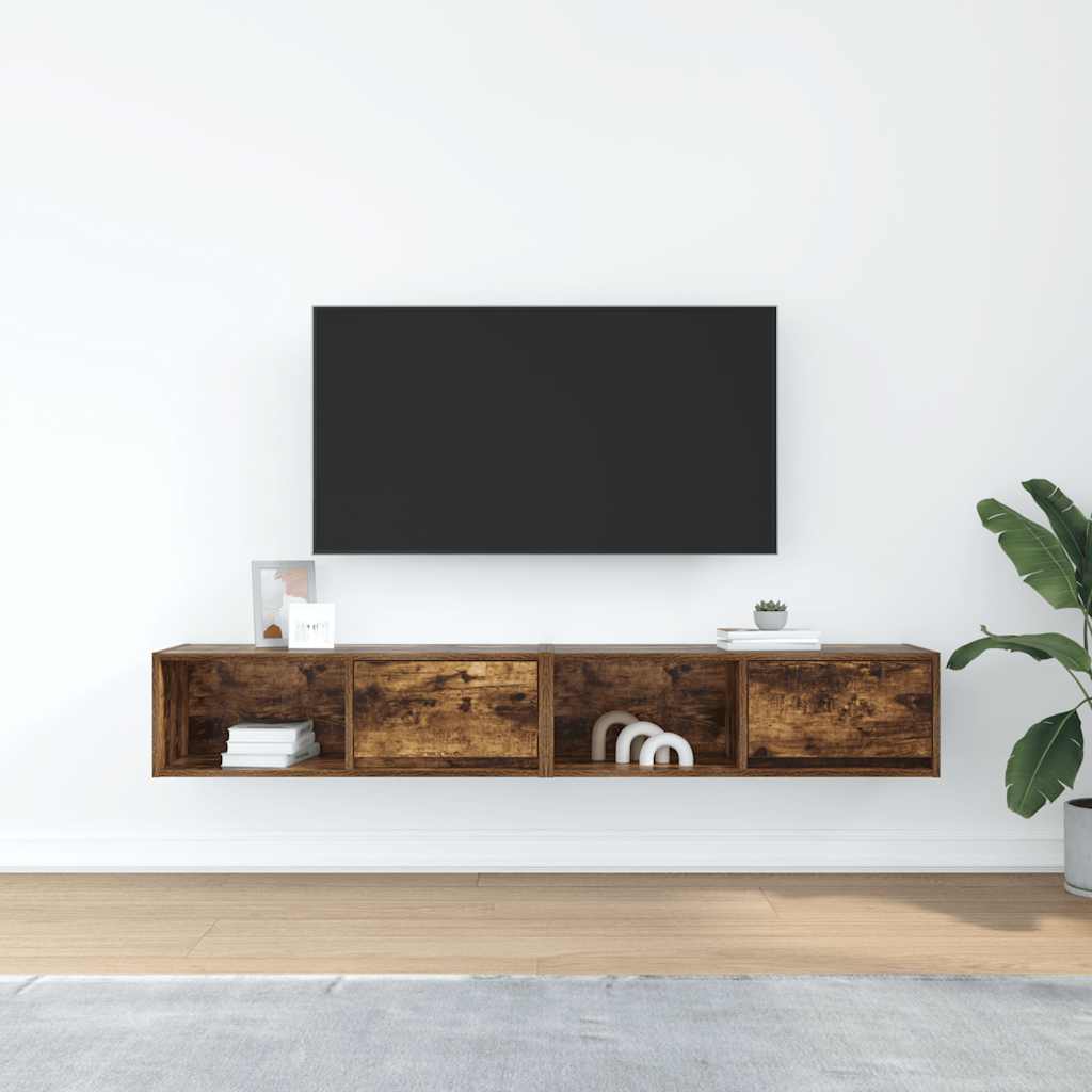 Mobili TV 2 pz Rovere Fumo 80x31x25,5 cm Legno Multistrato
