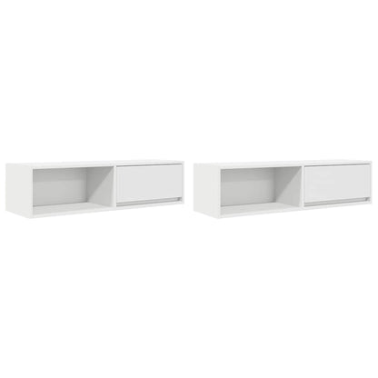 Mobili TV a Parete 2pz Bianchi 100x31x25,5 cm Legno Multistrato