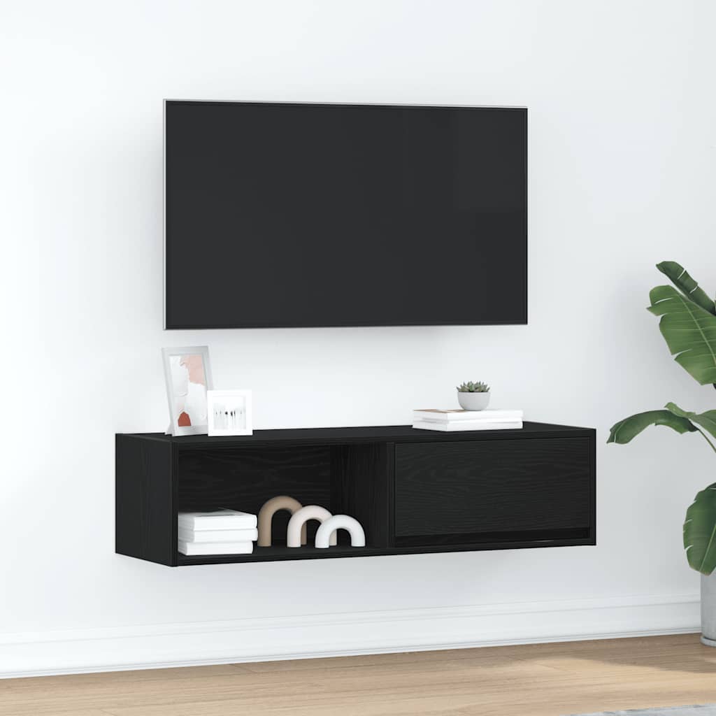 Mobile Porta TV Rovere Nero 100x31x25,5 cm in Legno Multistrato