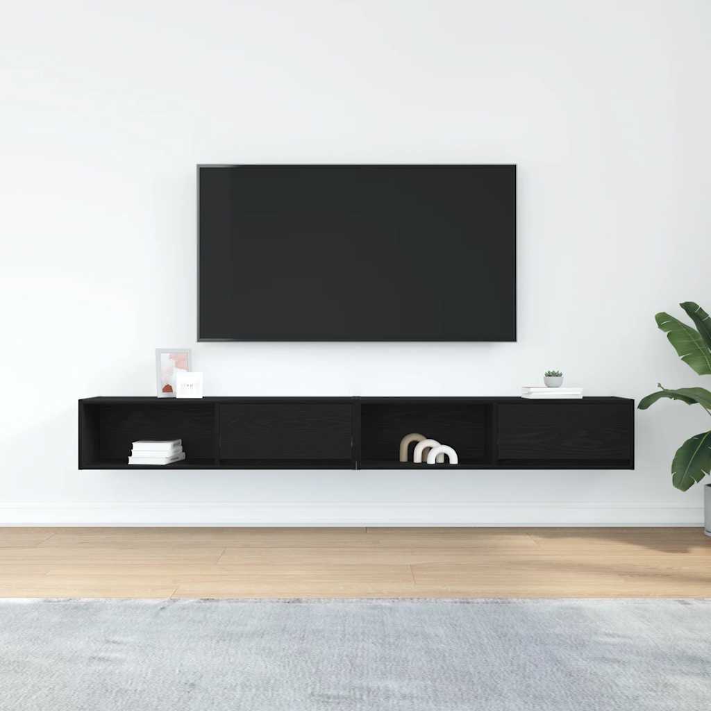 Mobili TV 2 pz Rovere Nero 100x31x25,5 cm in Legno Multistrato