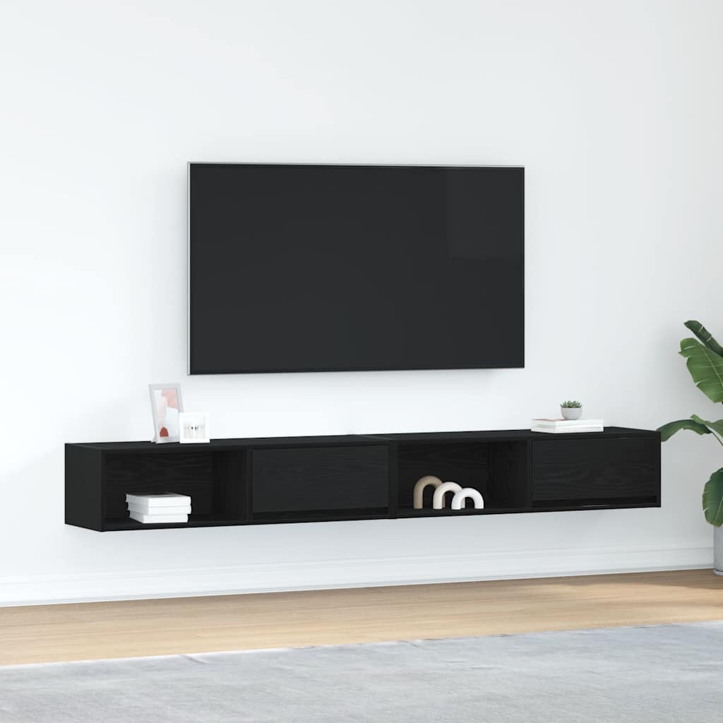 Mobili TV 2 pz Rovere Nero 100x31x25,5 cm in Legno Multistrato
