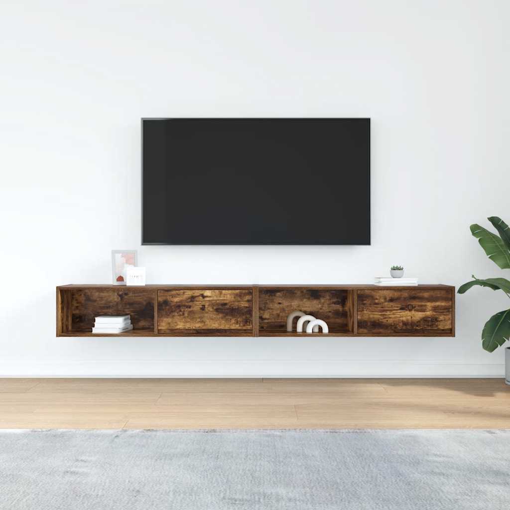 Mobili TV 2 pz Rovere Fumo 100x31x25,5 cm Legno Multistrato
