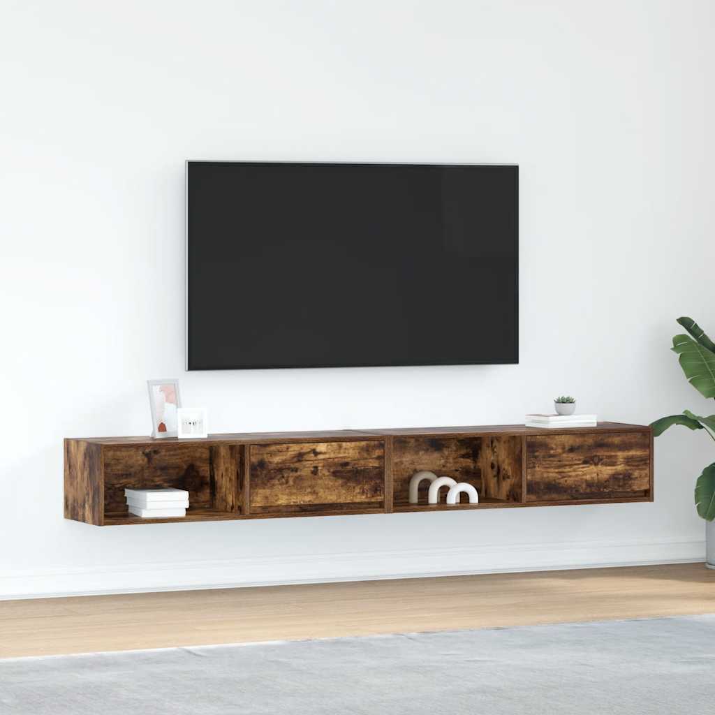 Mobili TV 2 pz Rovere Fumo 100x31x25,5 cm Legno Multistrato