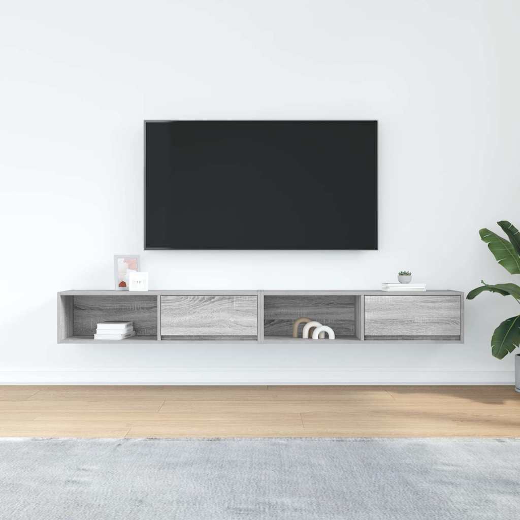 Mobili TV 2pz Grigio Sonoma 100x31x25,5 cm Legno Multistrato