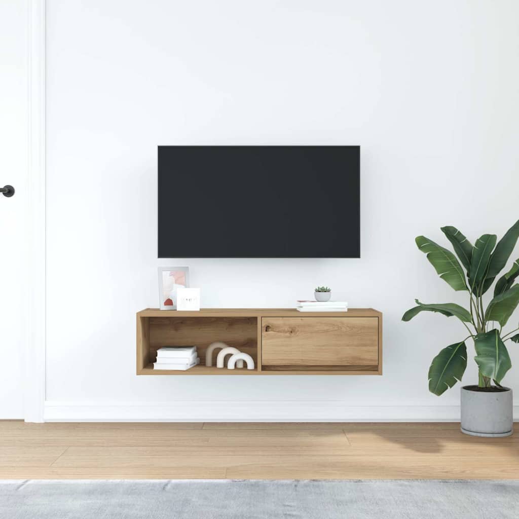 Mobile TV Rovere Artigianale 100x31x25,5cm in Legno Multistrato