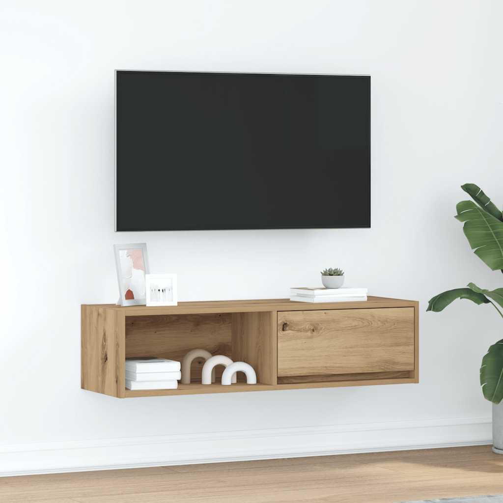 Mobile TV Rovere Artigianale 100x31x25,5cm in Legno Multistrato