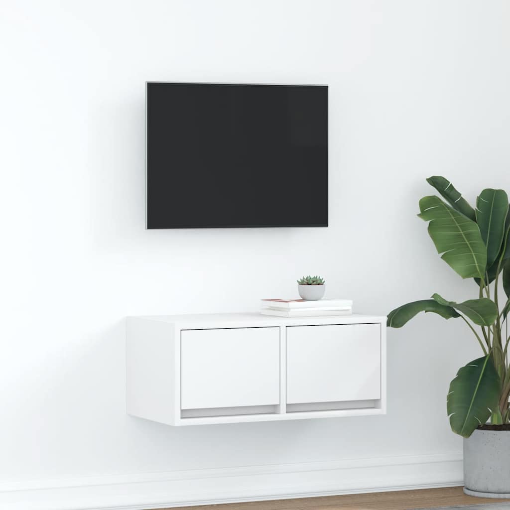 Mobile Porta TV Bianco 60x31x25,5 cm in Legno Multistrato