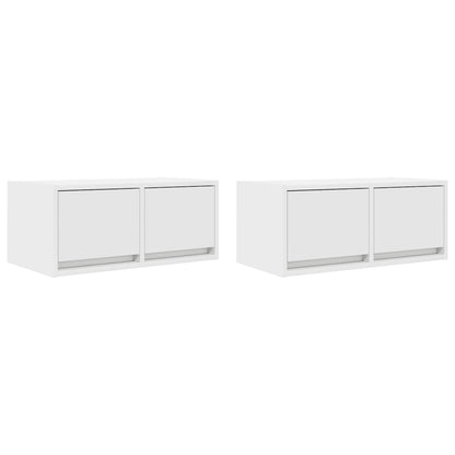Mobili TV a Parete 2pz Bianchi 60x31x25,5 cm Legno Multistrato