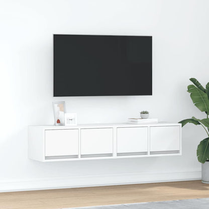 Mobili TV a Parete 2pz Bianchi 60x31x25,5 cm Legno Multistrato