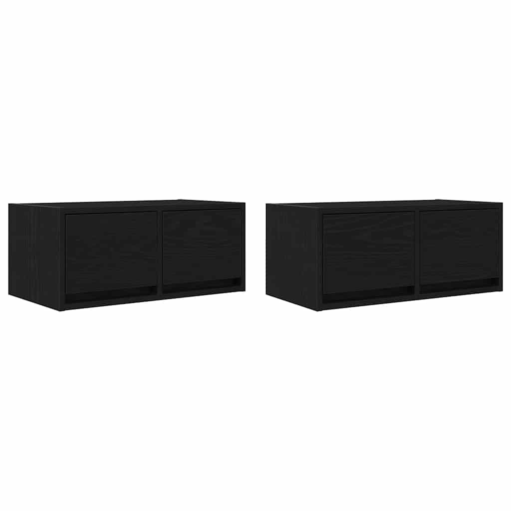 Mobili TV 2 pz Rovere Nero 60x31x25,5 cm in Legno Multistrato