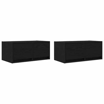 Mobili TV 2 pz Rovere Nero 60x31x25,5 cm in Legno Multistrato