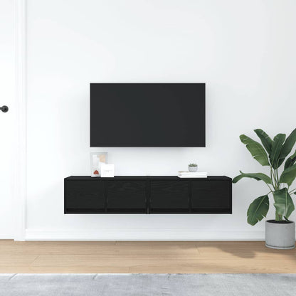 Mobili TV 2 pz Rovere Nero 60x31x25,5 cm in Legno Multistrato