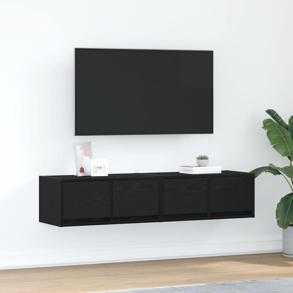 Mobili TV 2 pz Rovere Nero 60x31x25,5 cm in Legno Multistrato