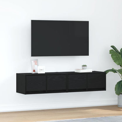 Mobili TV 2 pz Rovere Nero 60x31x25,5 cm in Legno Multistrato