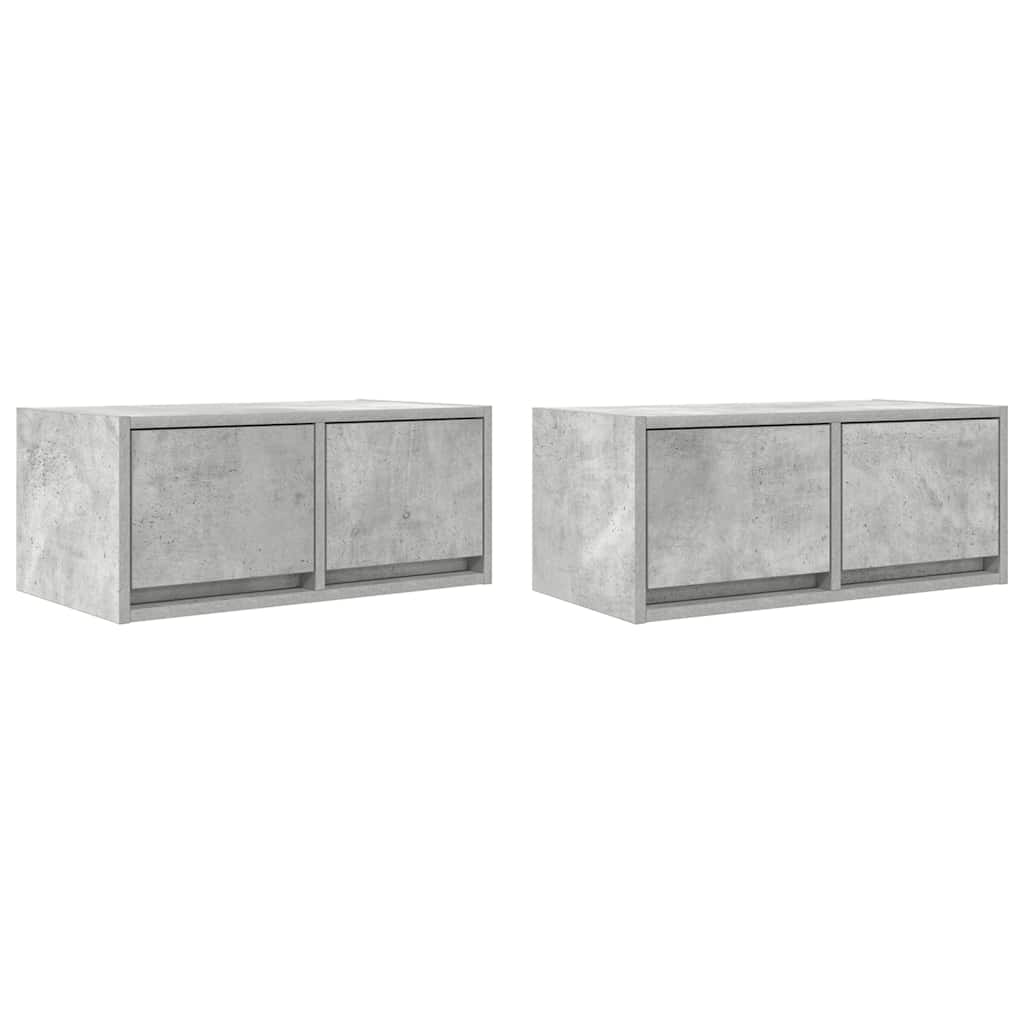 Mobili TV 2 pz Grigio Cemento 60x31x25,5cm in Legno Multistrato