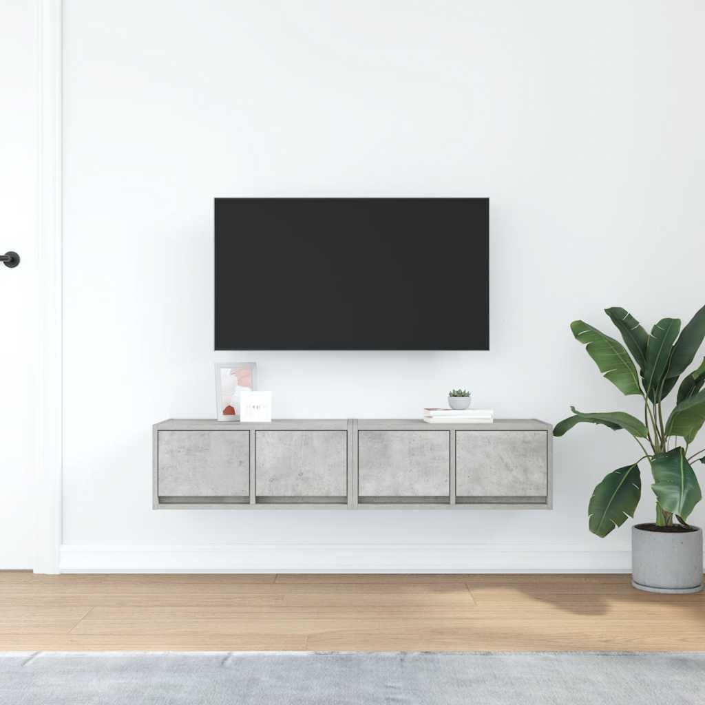 Mobili TV 2 pz Grigio Cemento 60x31x25,5cm in Legno Multistrato
