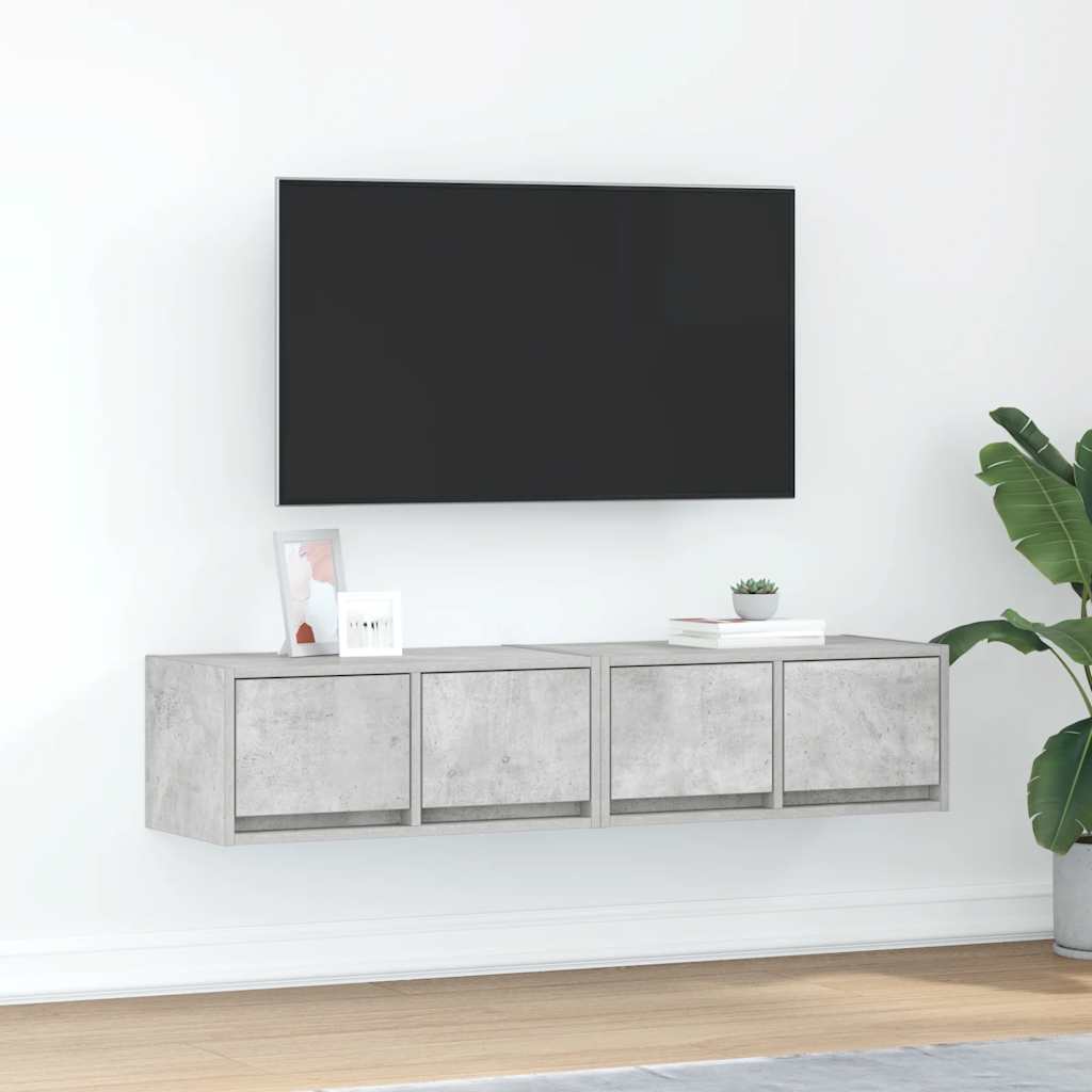 Mobili TV 2 pz Grigio Cemento 60x31x25,5cm in Legno Multistrato