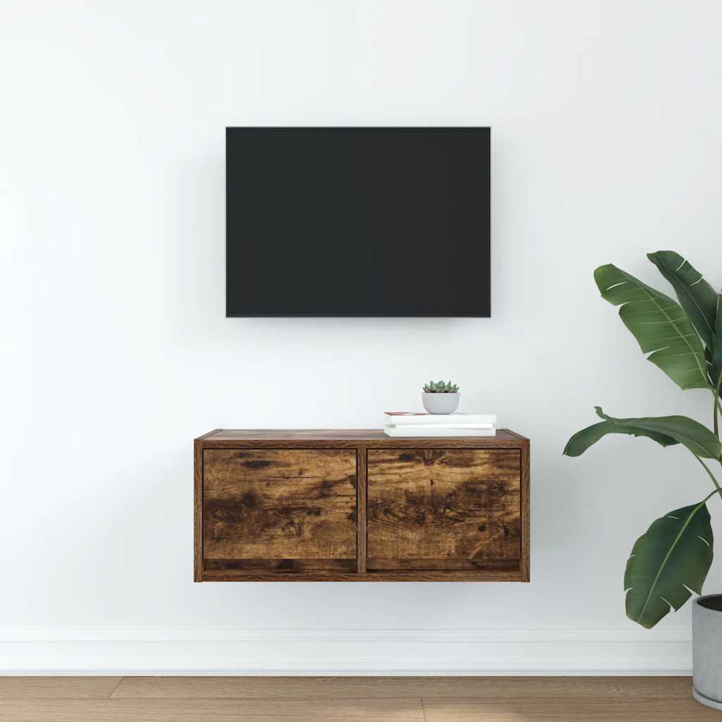 Mobile Porta TV Rovere Fumo 60x31x25,5 cm in Legno Multistrato