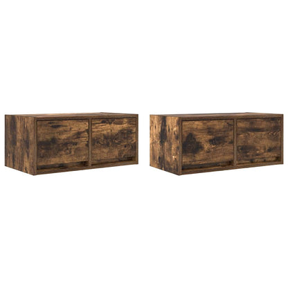 Mobili TV 2 pz Rovere Fumo 60x31x25,5 cm Legno Multistrato
