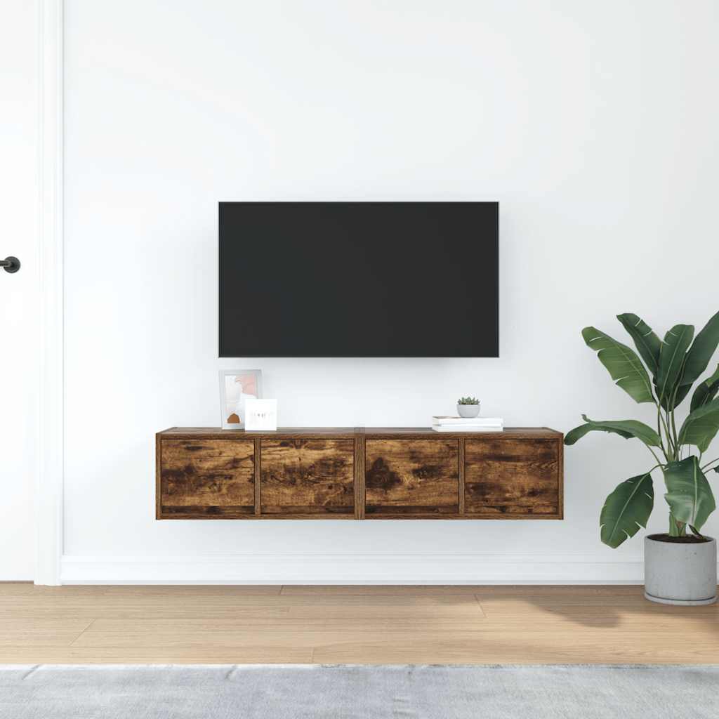 Mobili TV 2 pz Rovere Fumo 60x31x25,5 cm Legno Multistrato