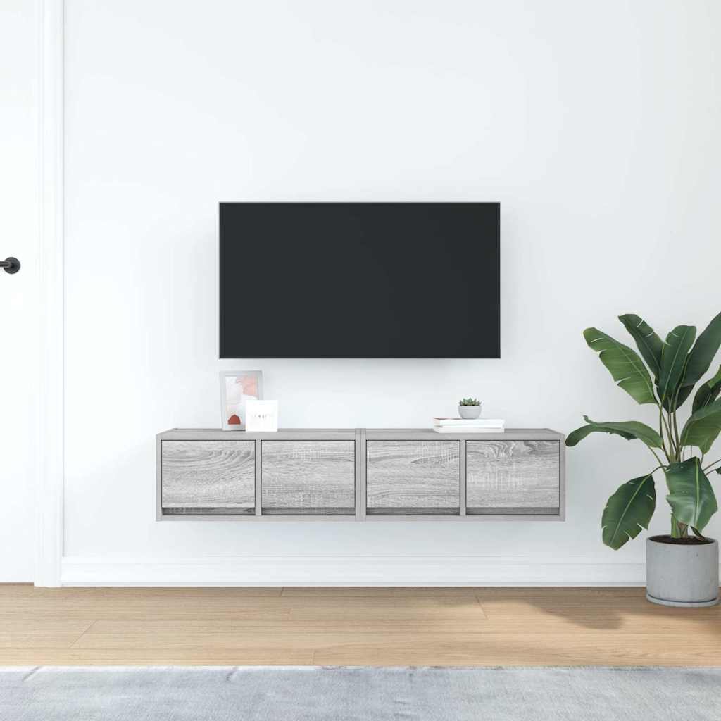 Mobili TV 2pz Grigio Sonoma 60x31x25,5 cm Legno Multistrato