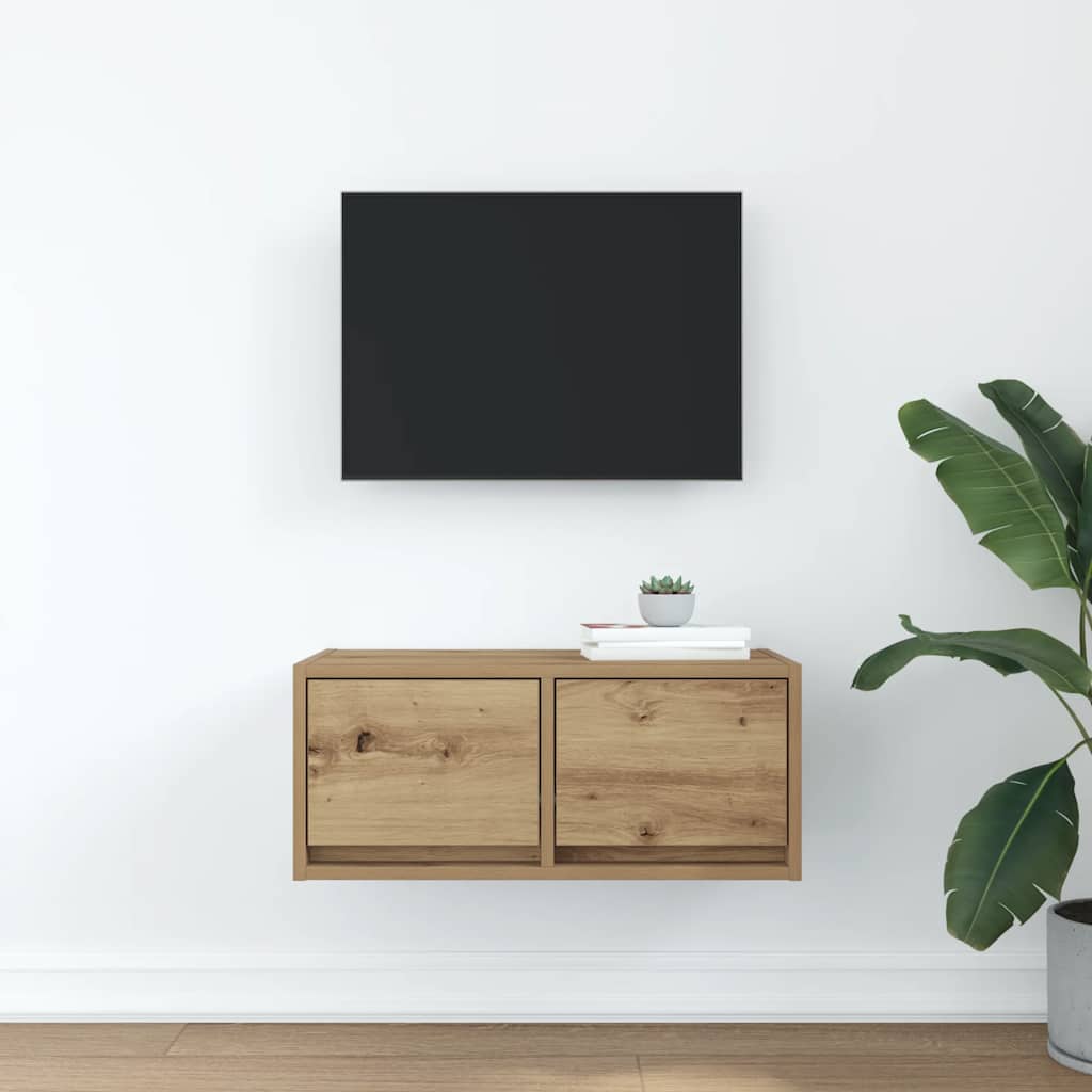 Mobile TV Rovere Artigianale 60x31x25,5 cm in Legno Multistrato