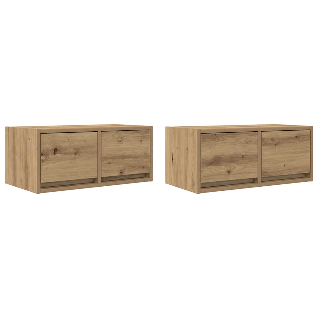 Mobili Porta TV 2 pz Rovere Artigianale 60x31x25,5cm Truciolato