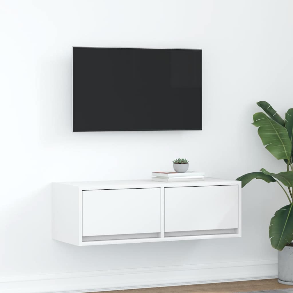 Mobile Porta TV Bianco 80x31x25,5 cm in Legno Multistrato